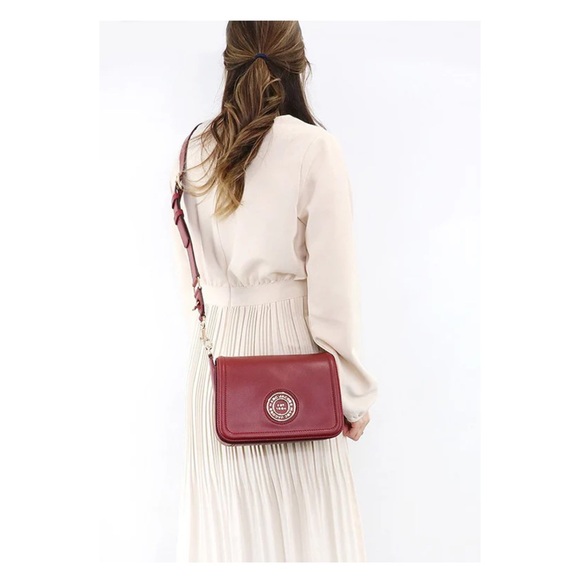 New! MARC JACOBS Insignia Full Flap Logo Crossbody Bag in Pomegranate - Picture 3 of 14